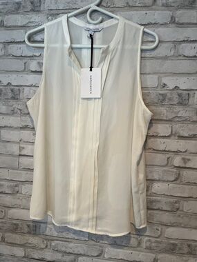 41 Hawthorn Ivory Pleated Front Sleeveless Top new sheer